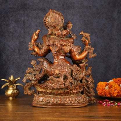 Exquisite Brass Bronze Finish Saraswati Idol - 16" Divine Sculpture