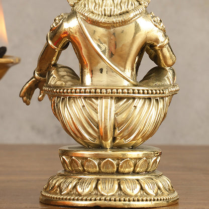 Pure Brass Superfine Ayyappa Swamy Idol - 6 in Height