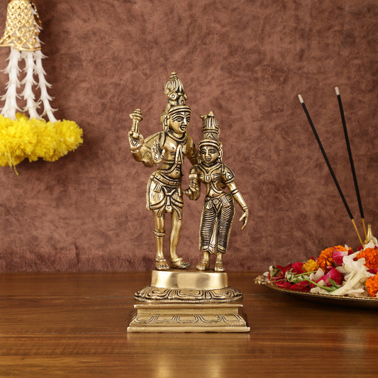 Pure Brass Superfine Shiv Parvati Idol - 9"