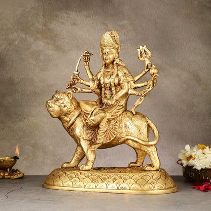 Brass large Goddess Durga sherawali mata murti 12 inch