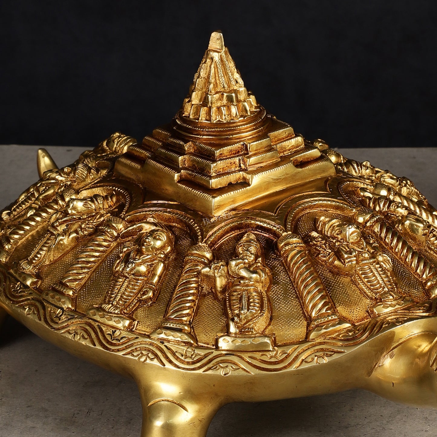 Handcrafted Brass Vishnu Dashavatar Statue with Shree Yantra on Tortoise Base