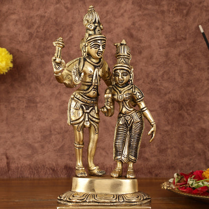 Pure Brass Superfine Shiv Parvati Idol - 9"