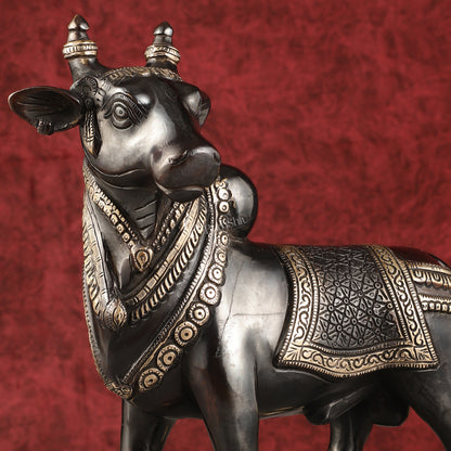Exquisite Brass Superfine Standing Nandi Idol | 10.5" black