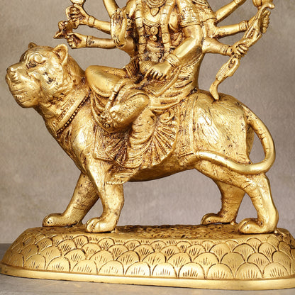 Brass large Goddess Durga sherawali mata murti 12 inch