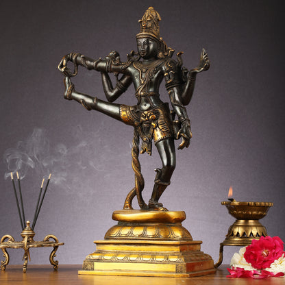 Brass Dancing Shiva Statue - Black finish - 18 "