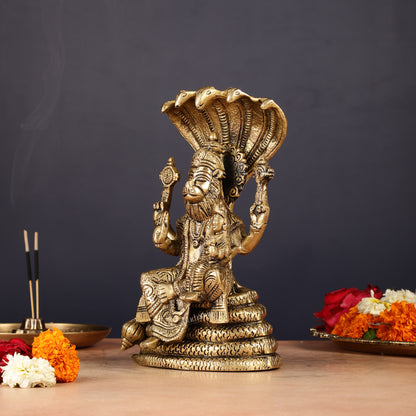 Handmade Brass Narasimha Lakshmi Statue - 8 inch