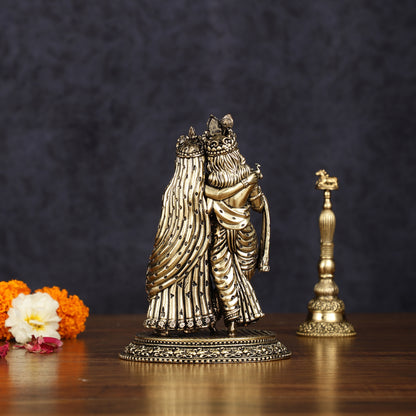 Intricate Lightweight Brass Radha Krishna Idol - 6"