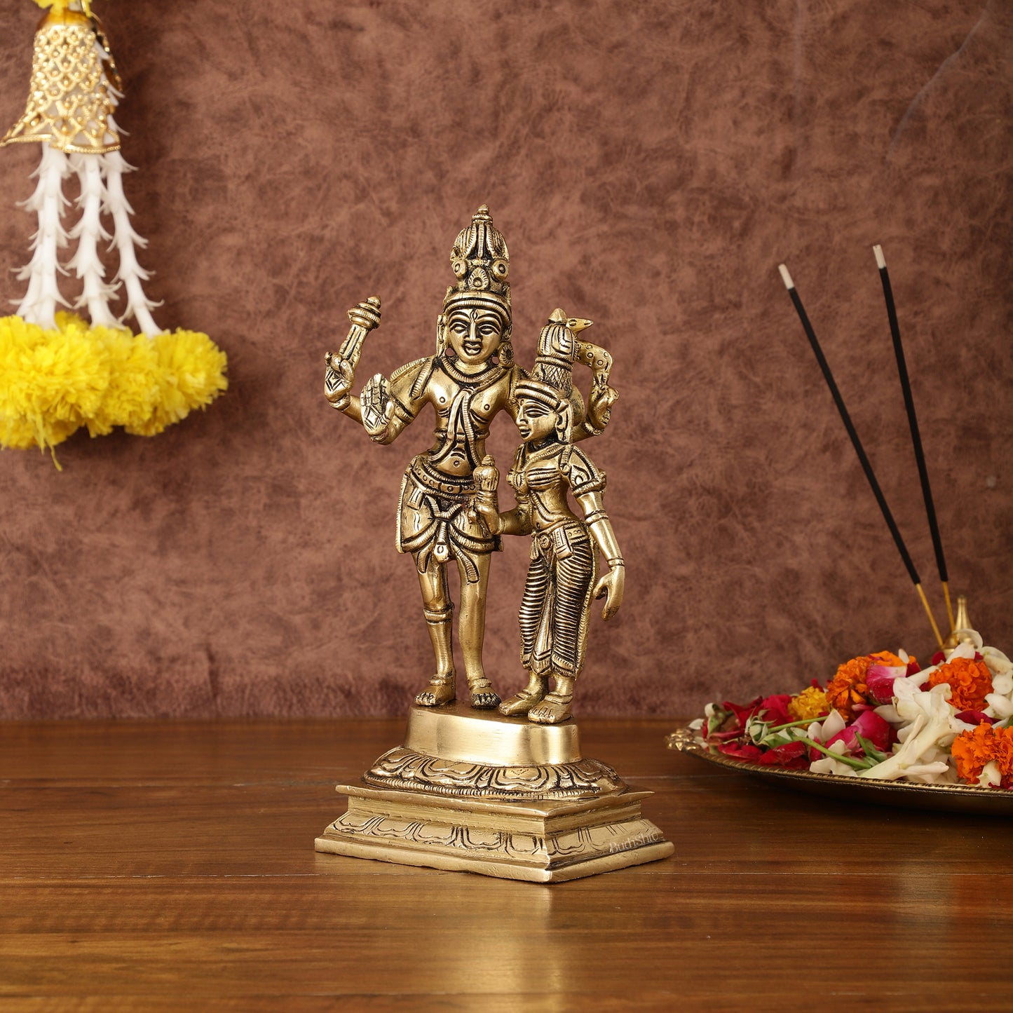 Pure Brass Superfine Shiv Parvati Idol - 9"