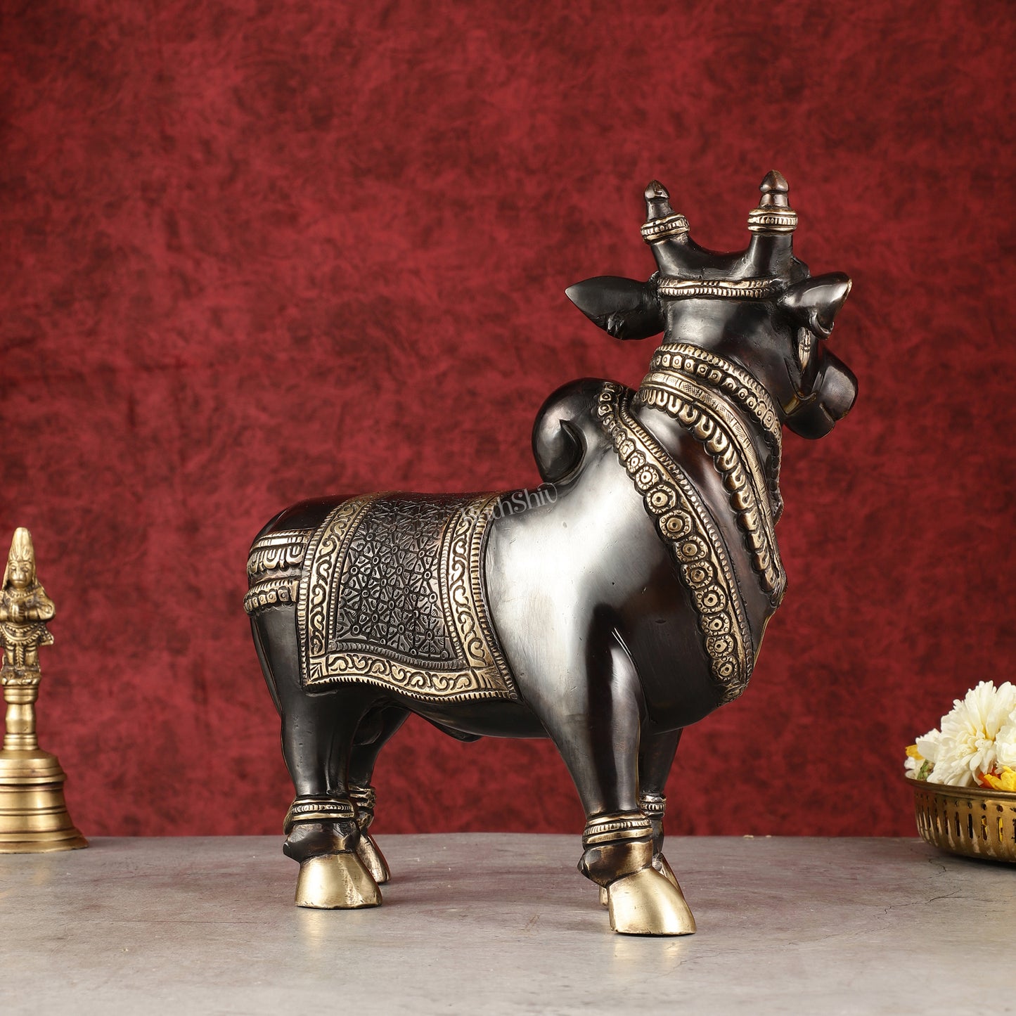 Exquisite Brass Superfine Standing Nandi Idol | 10.5" black