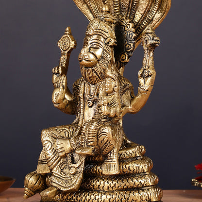 Handmade Brass Narasimha Lakshmi Statue - 8 inch