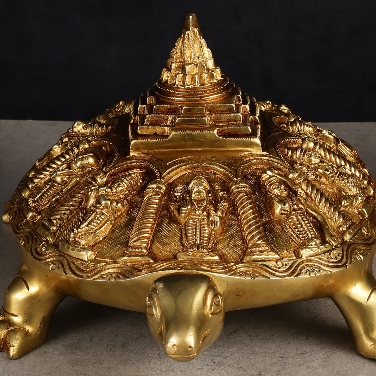 Handcrafted Brass Vishnu Dashavatar Statue with Shree Yantra on Tortoise Base