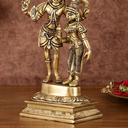 Pure Brass Superfine Shiv Parvati Idol - 9"