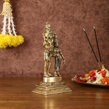 Pure Brass Superfine Shiv Parvati Idol - 9"