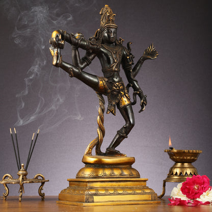 Brass Dancing Shiva Statue - Black finish - 18 "