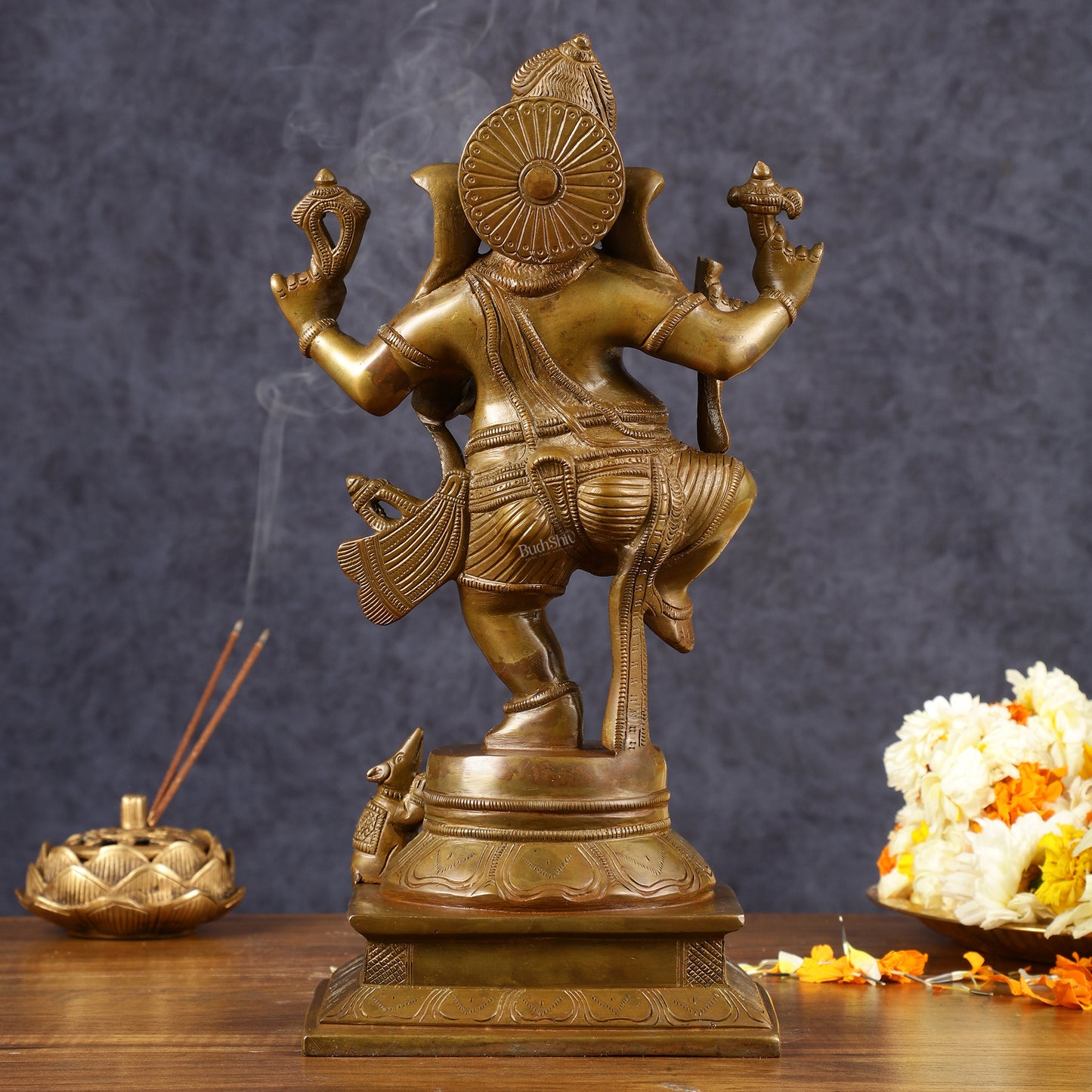 Chola-Inspired Dancing Ganapati Brass Statue | Nritya Ganesha | Height: 13 inch