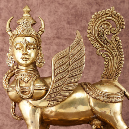 Exquisite Brass Kamdhenu Cow with calf  Statue | 16.5"