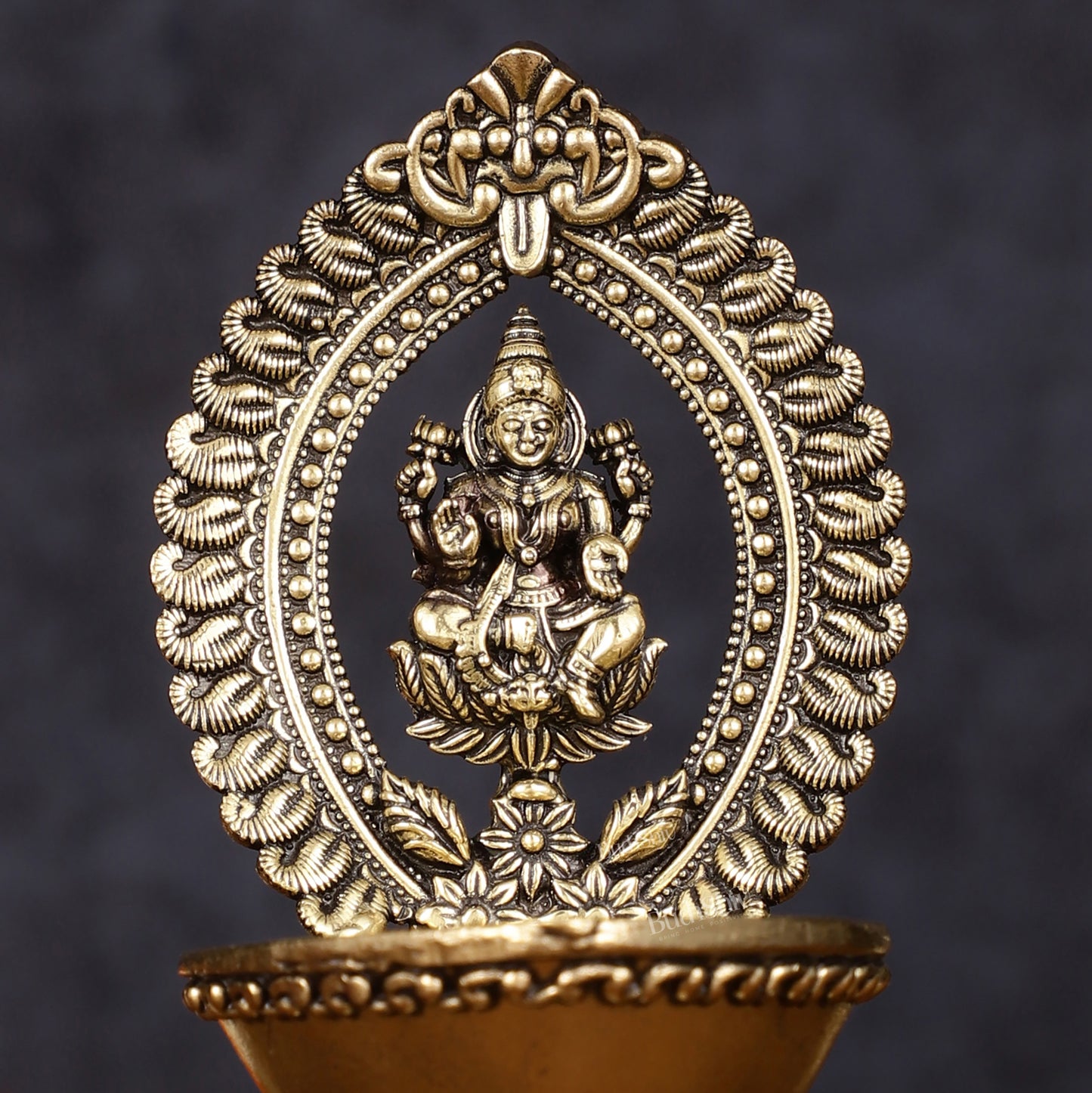 Brass Intricate Lakshmi oil Lamp diya - Lightweight 4.5"