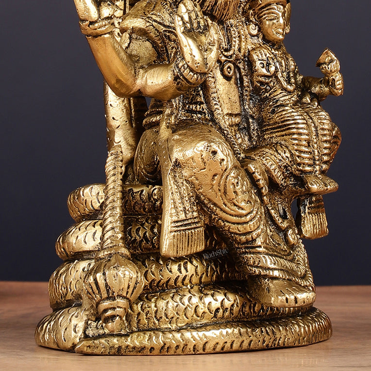 Handmade Brass Narasimha Lakshmi Statue - 8 inch