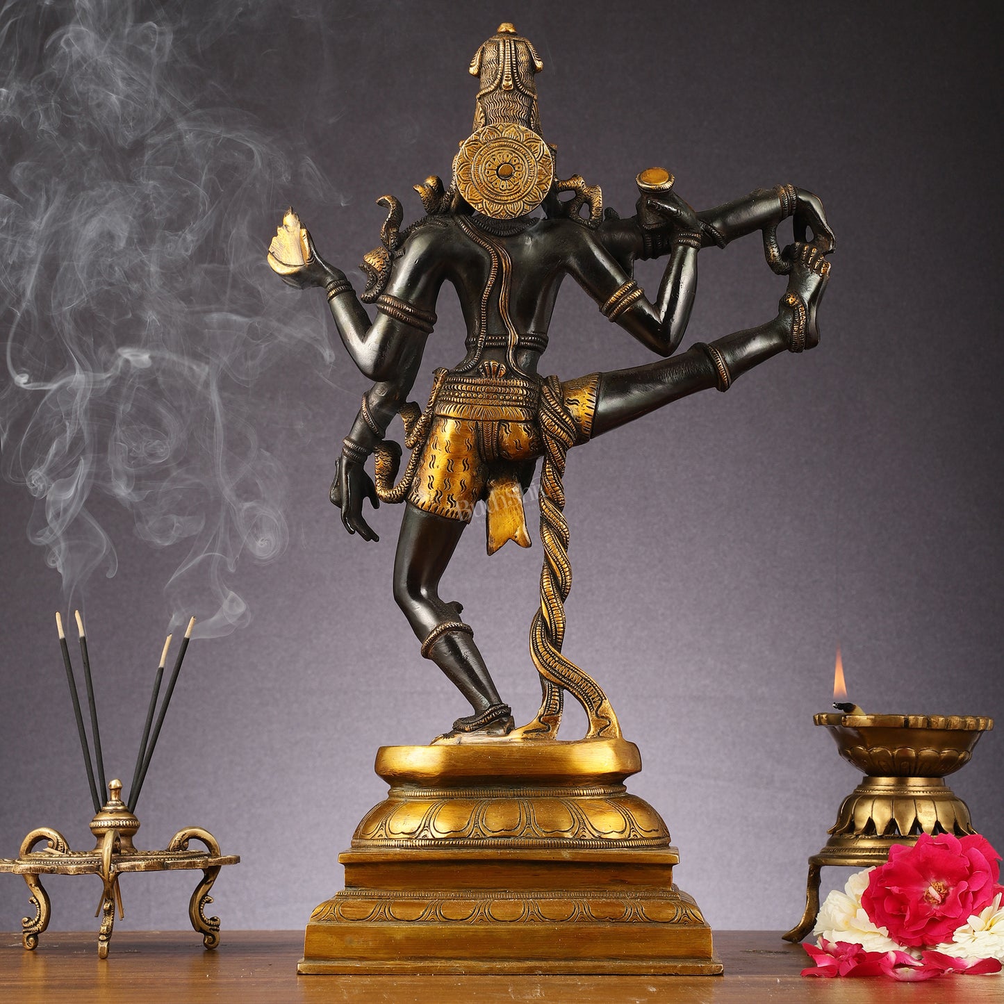 Brass Dancing Shiva Statue - Black finish - 18 "