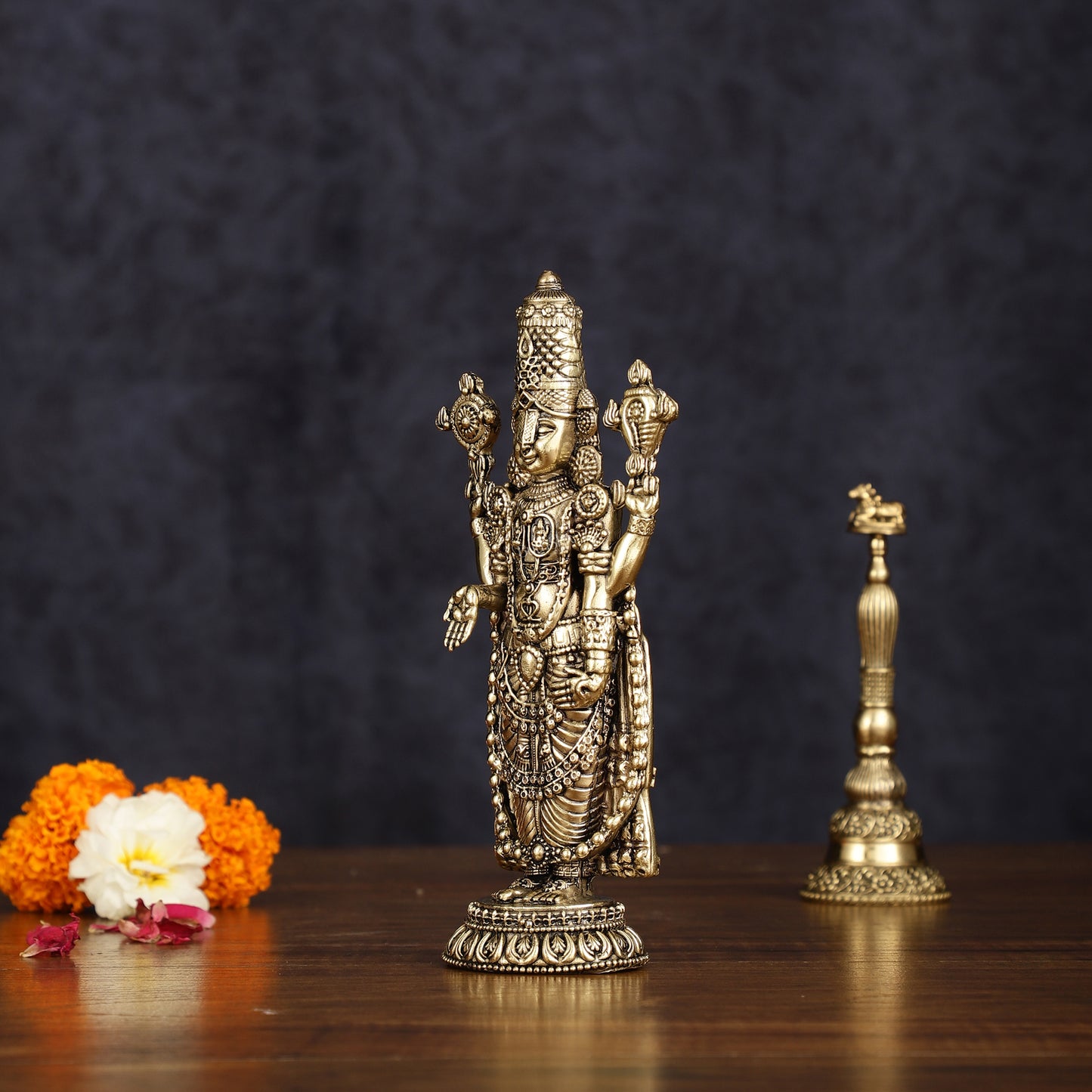 Pure Brass Superfine Tirupati Balaji Idol - Intricately Carved