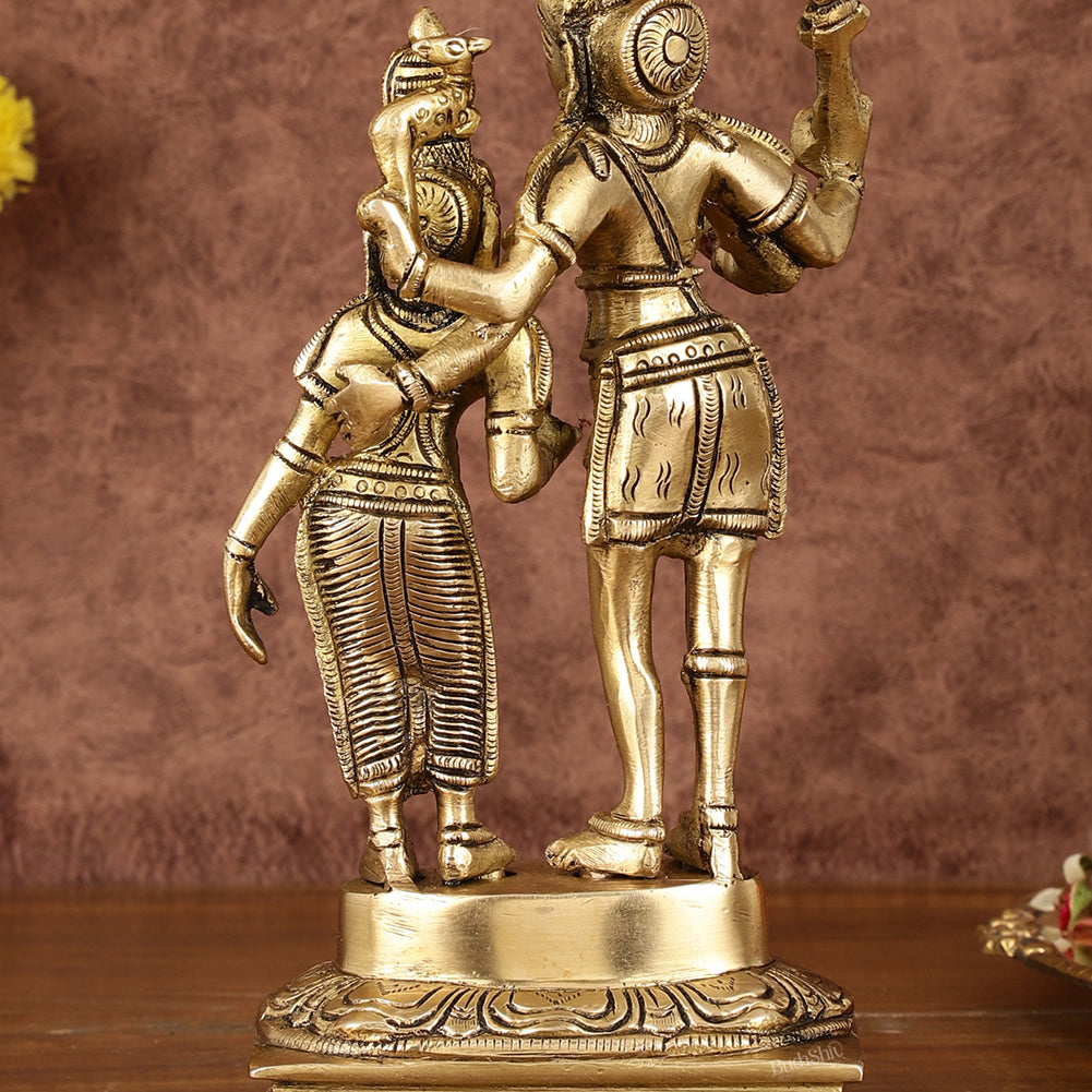 Pure Brass Superfine Shiv Parvati Idol - 9"