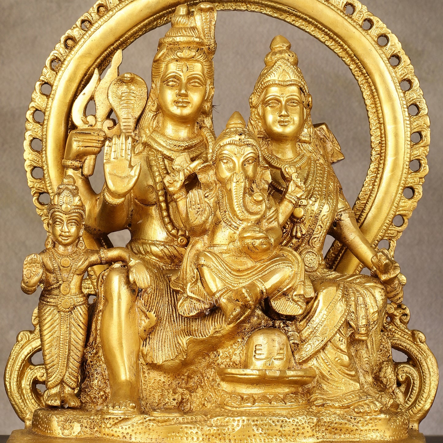 Superfine Brass Shiv Parivar Idol with Frame - 12.5 inch