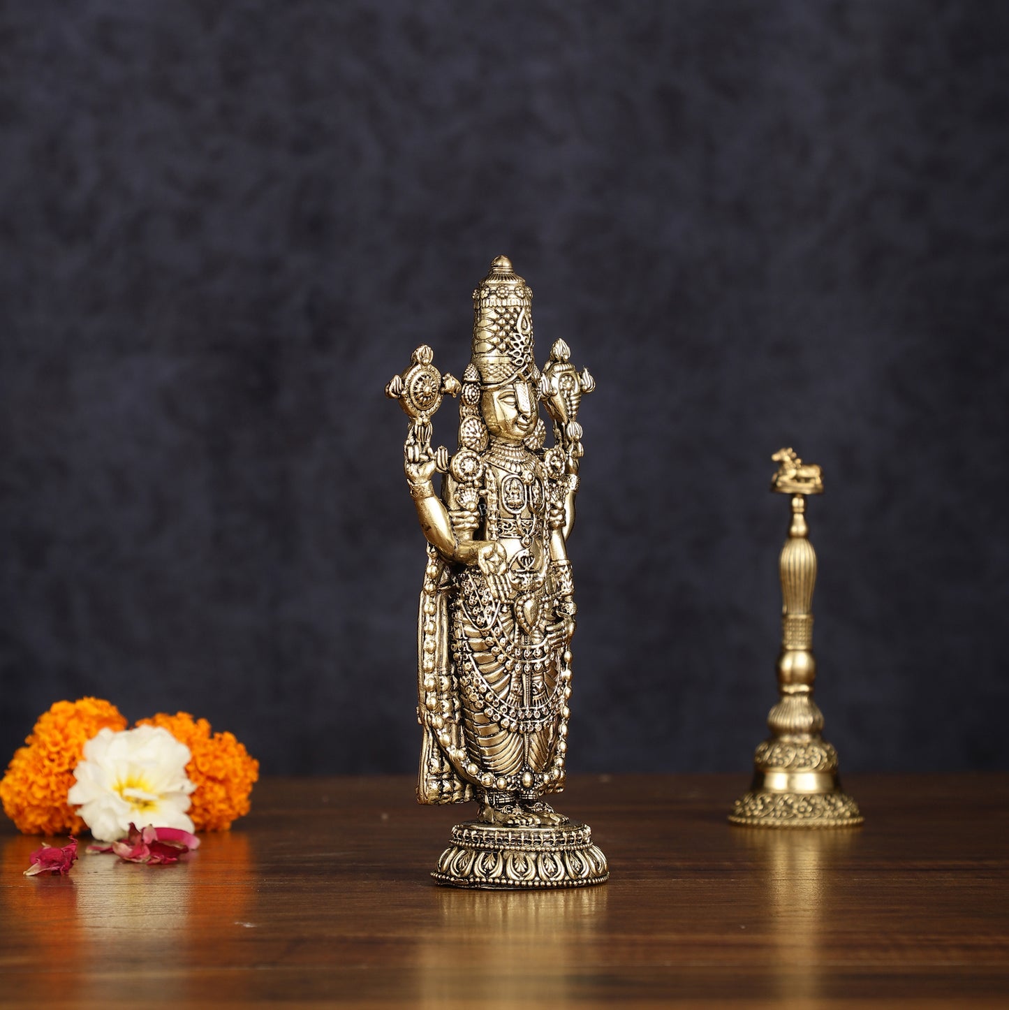 Pure Brass Superfine Tirupati Balaji Idol - Intricately Carved