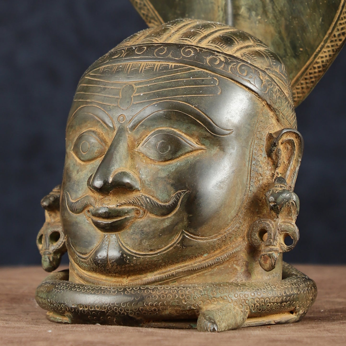 Majestic Brass Shiva with Mukhalingam and Naga Aura Statue – 9.5" Height