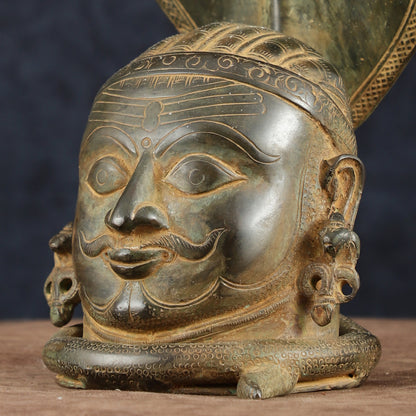 Majestic Brass Shiva with Mukhalingam and Naga Aura Statue – 9.5" Height