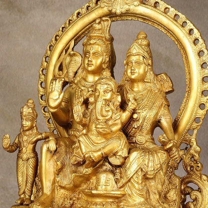 Superfine Brass Shiv Parivar Idol with Frame - 12.5 inch