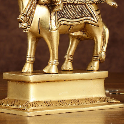 Brass Shiv Parvati seated on nandi Pradosh Nayagar with Prabhavali idol | Height: 9 inch