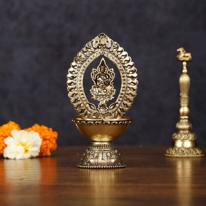 Brass Intricate Lakshmi oil Lamp diya - Lightweight 4.5"