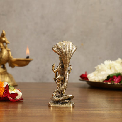 Pure Brass Standing Vishnu with Sheshanaga - 4 in Height