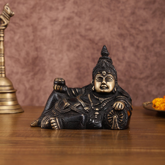 Brass black Resting Kuber Idol 6 inch