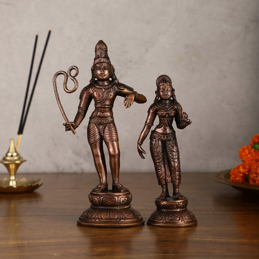 Pure Copper Mannargudi Rajagopala and Andal Idols - Exquisite Detailing