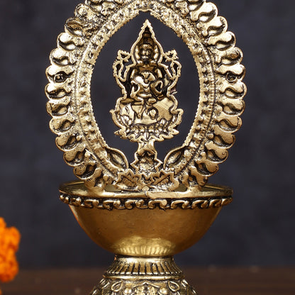 Brass Intricate Lakshmi oil Lamp diya - Lightweight 4.5"