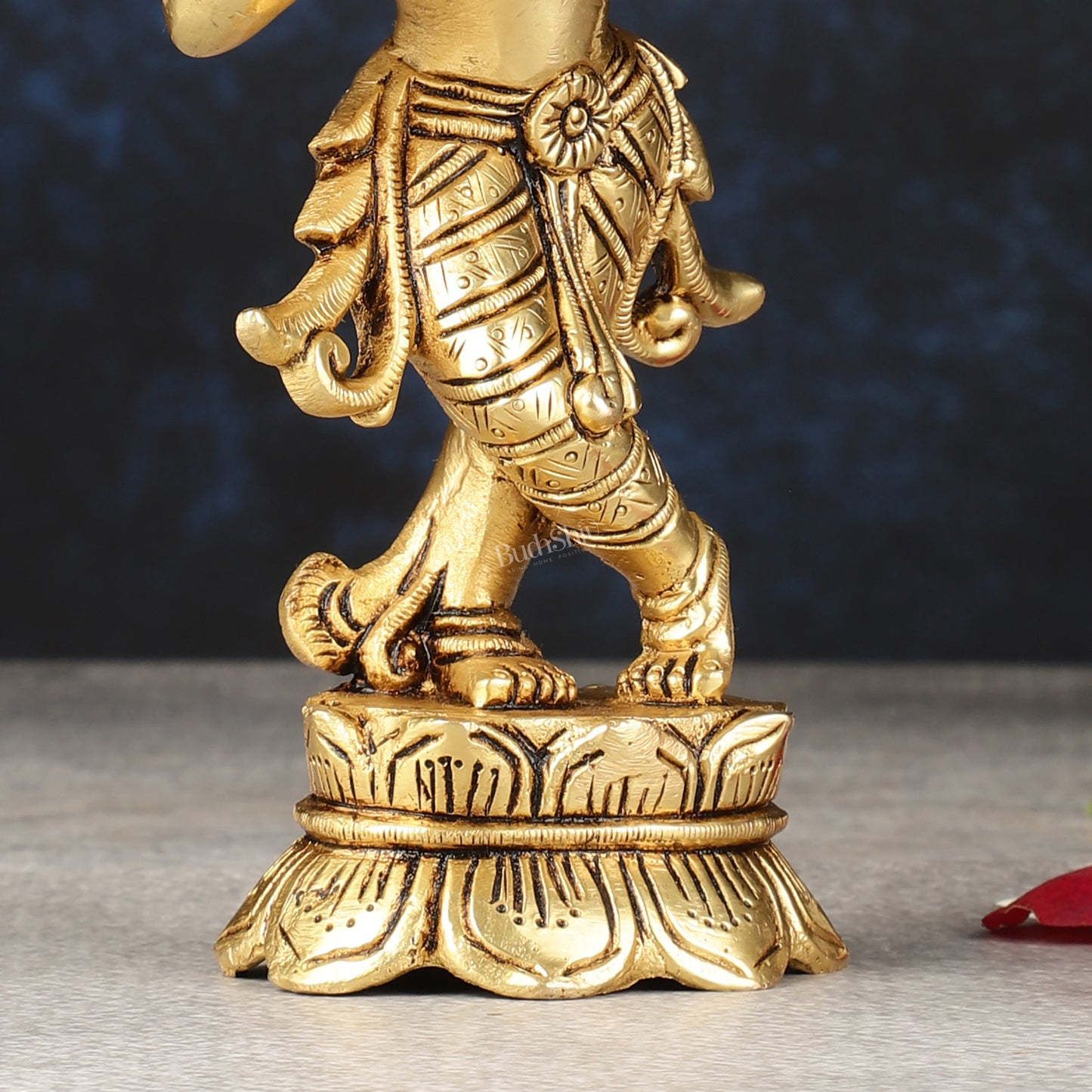 Superfine Brass Lord Krishna Idol Standing on Lotus Base - 7 inch