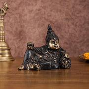 Brass black Resting Kuber Idol 6 inch