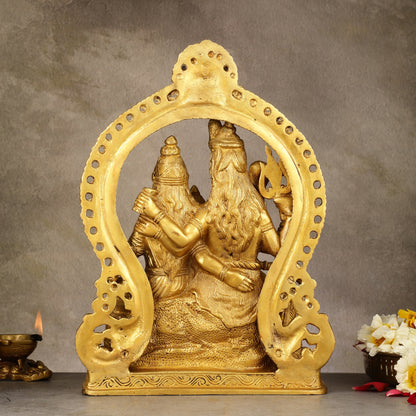 Superfine Brass Shiv Parivar Idol with Frame - 12.5 inch