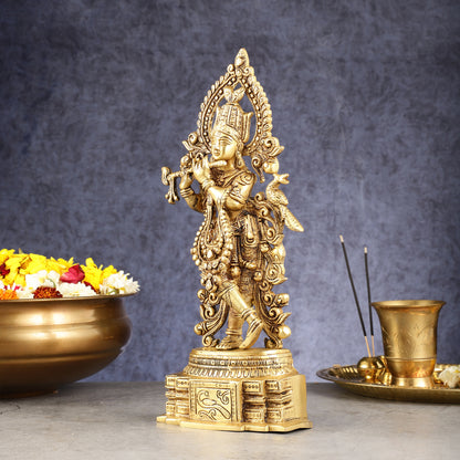 Brass Lord Krishna statue 13.5 inch