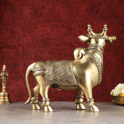 Exquisite Brass Superfine Standing Nandi Idol | 10.5" antique