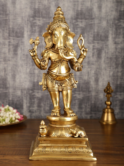 Superfine Brass Standing Ganesha Statue – 16.5 Inches