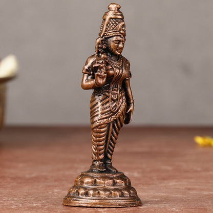 Pure Copper Meenakshi Amman Idol - 3-inch