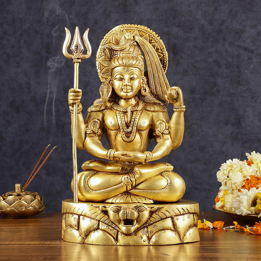 Pure Brass Lord Shiva in Meditation Dhyana Mudra | Height: 12.5 inch