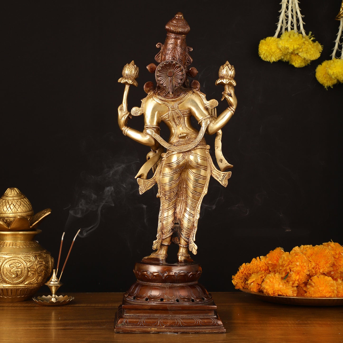 Brass Superfine Goddess Lakshmi Statue - 17.5" Exquisite Sculpture