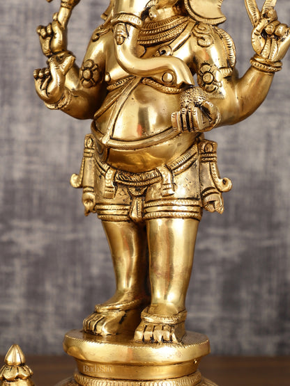 Superfine Brass Standing Ganesha Statue – 16.5 Inches