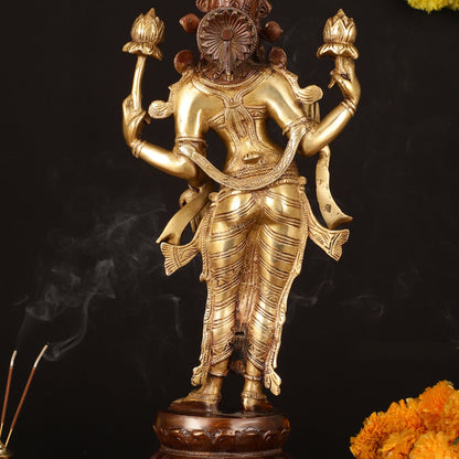 Brass Superfine Goddess Lakshmi Statue - 17.5" Exquisite Sculpture