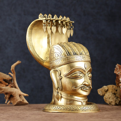 Elegant Brass Shiva with Mukhalingam and Naga Aura Statue – 13" Height