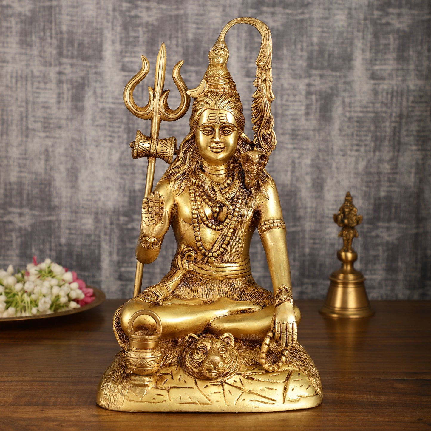 Pure Brass Highly Detailed Lord Shiva Statue | 14 Inch