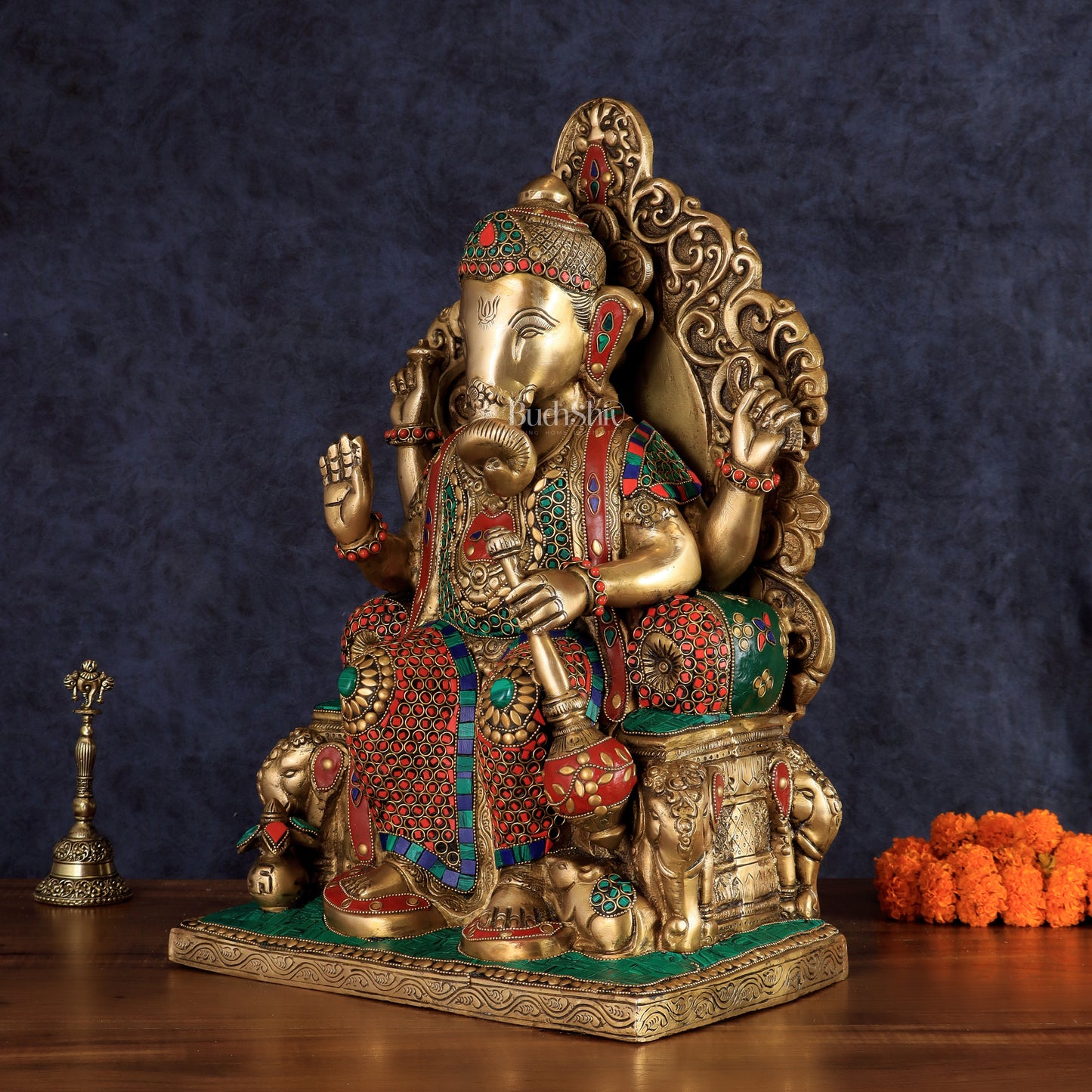 Brass Lalbaug Ka Raja Ganapati Statue - 17"